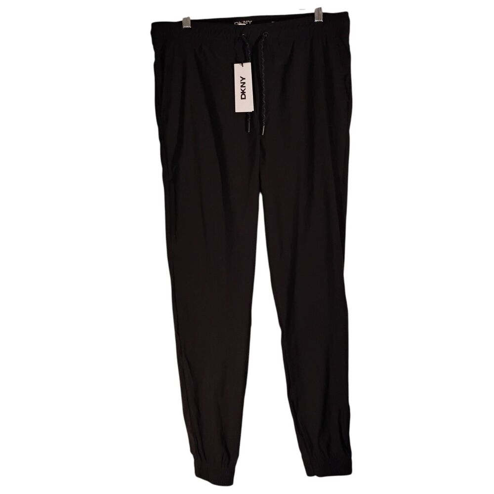 DKNY essentail tech joggers mens M Medium black performance stretch nylon NWT